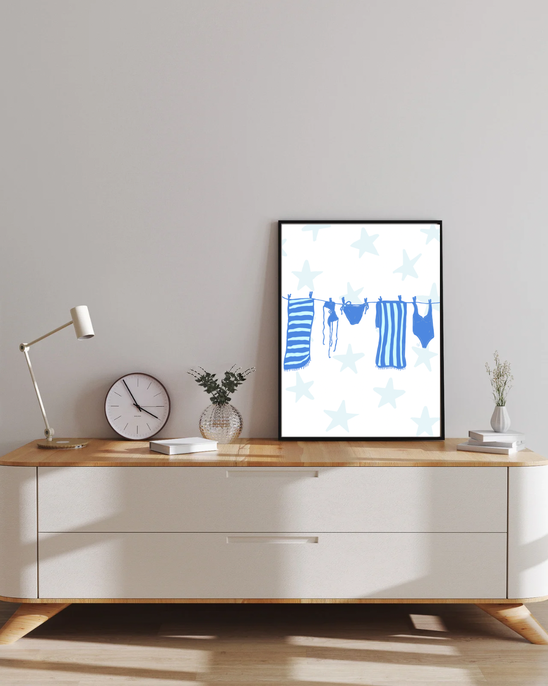 Laundry Line Poster - Blue