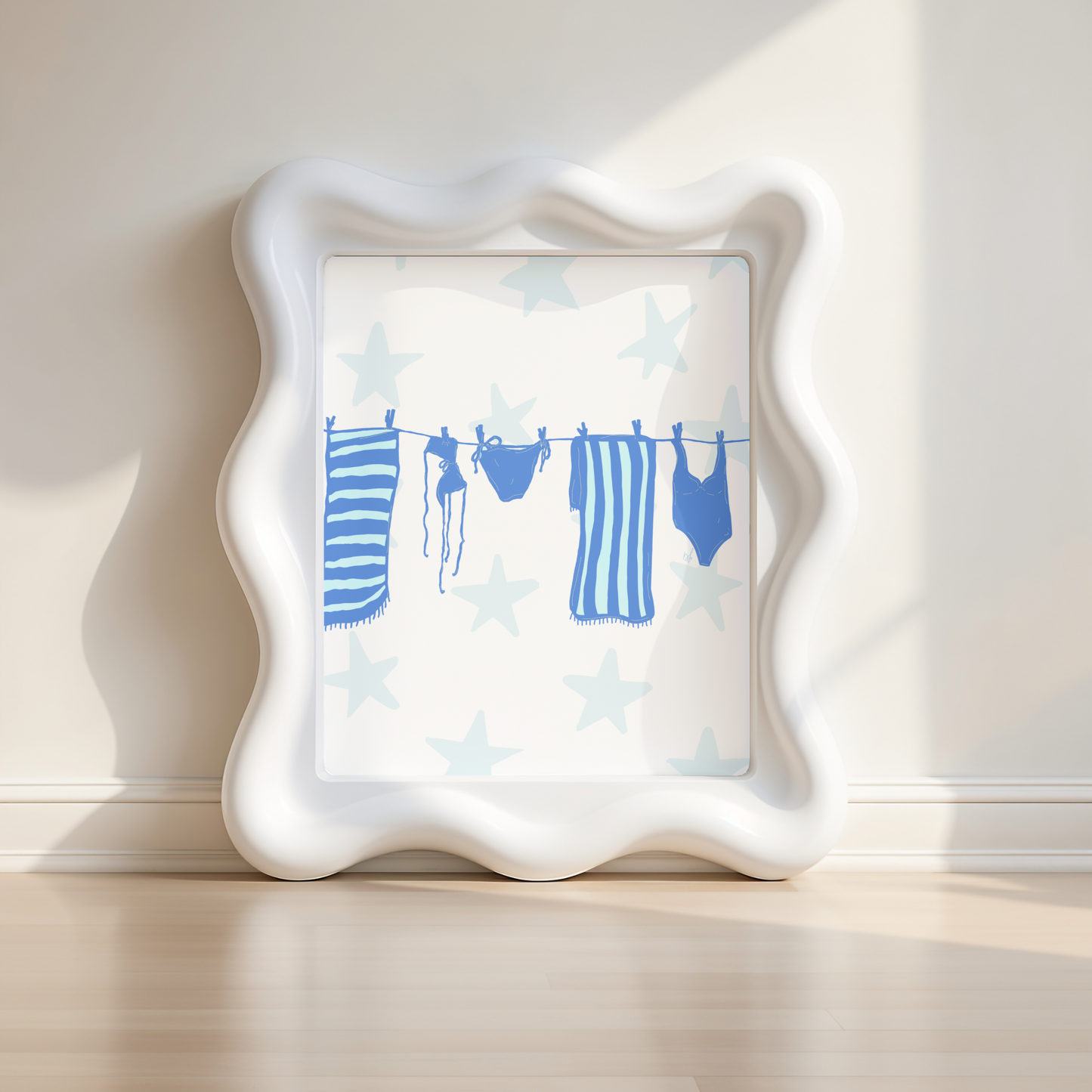 Laundry Line Poster - Blue