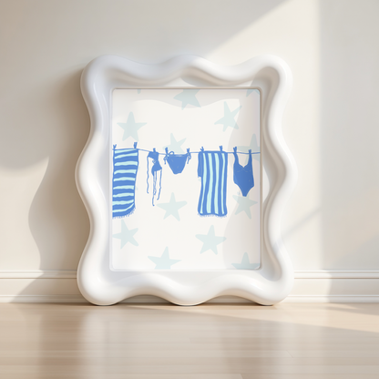 Laundry Line Poster - Blue