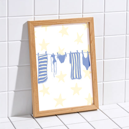 Laundry Line Poster - Yellow