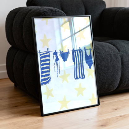 Laundry Line Poster - Yellow