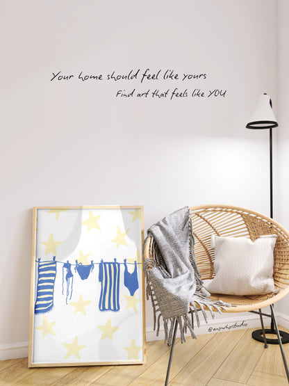 Laundry Line Poster - Yellow