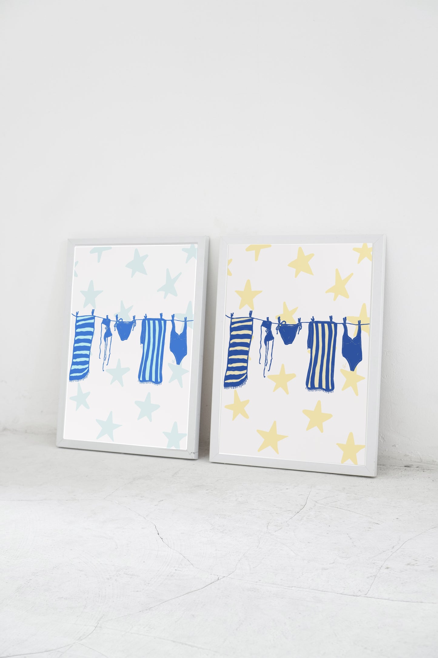 Laundry Line Poster - Blue