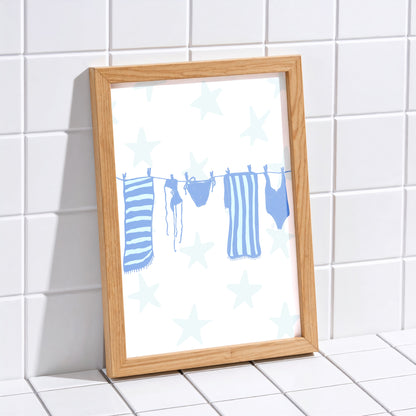 Laundry Line Poster - Blue