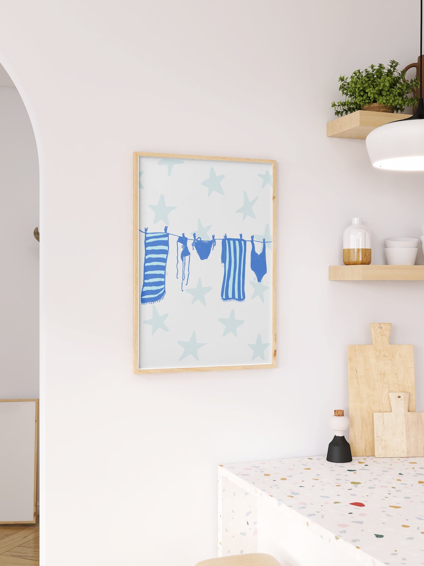 Laundry Line Poster - Blue