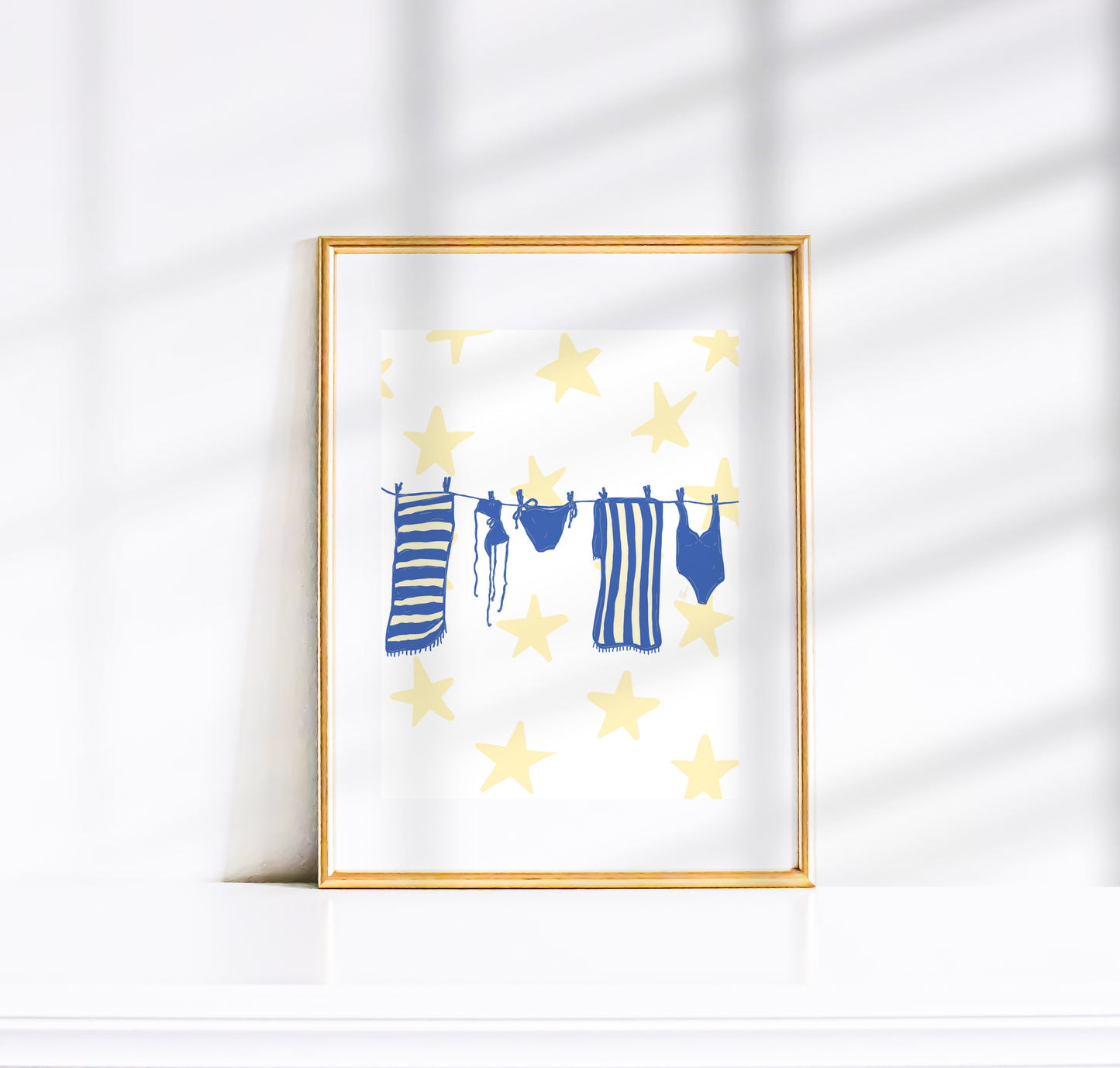 Laundry Line Poster - Yellow