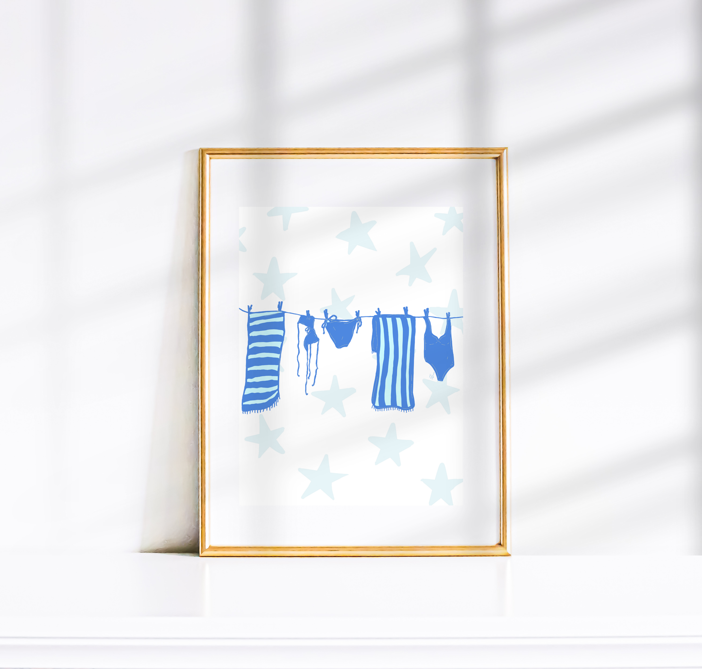 Laundry Line Poster - Blue