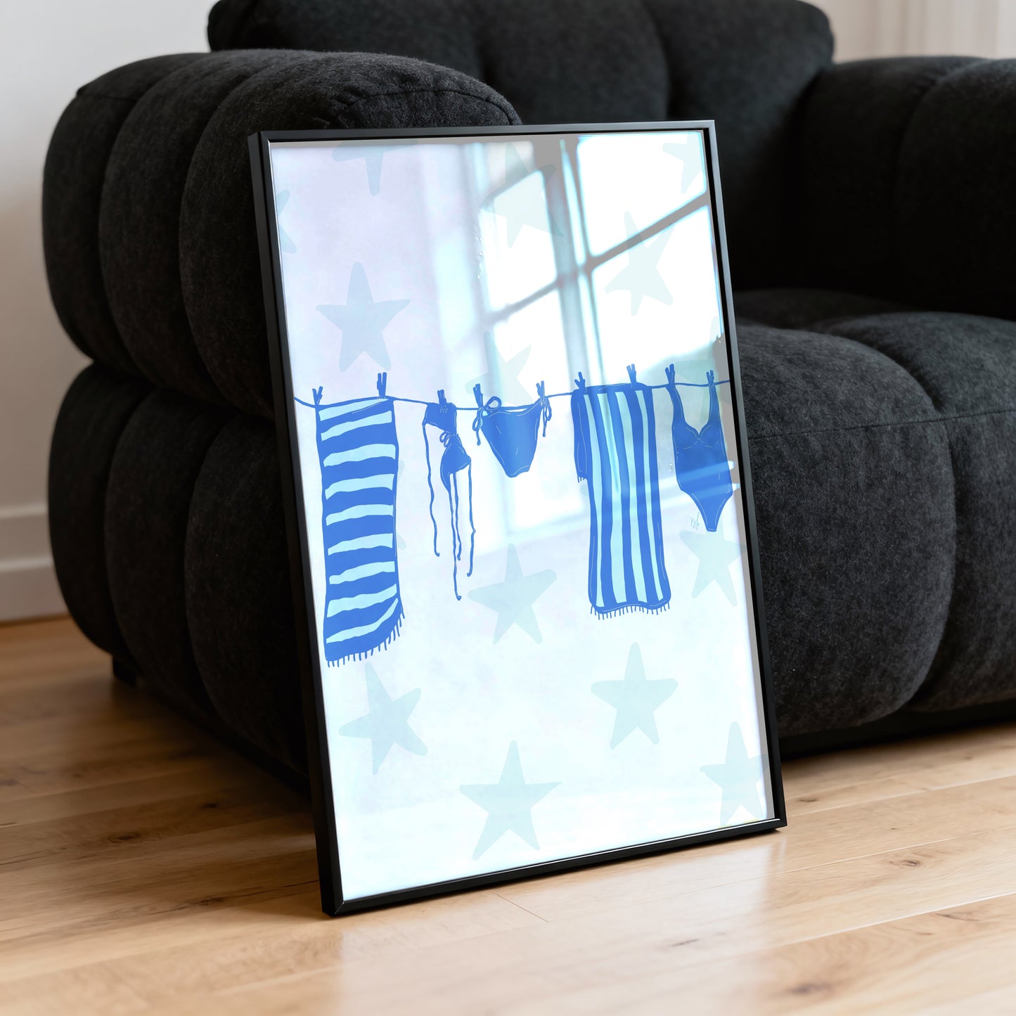 Laundry Line Poster - Blue