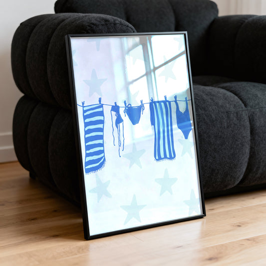 Laundry Line Poster - Blue