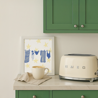Laundry Line Poster - Yellow