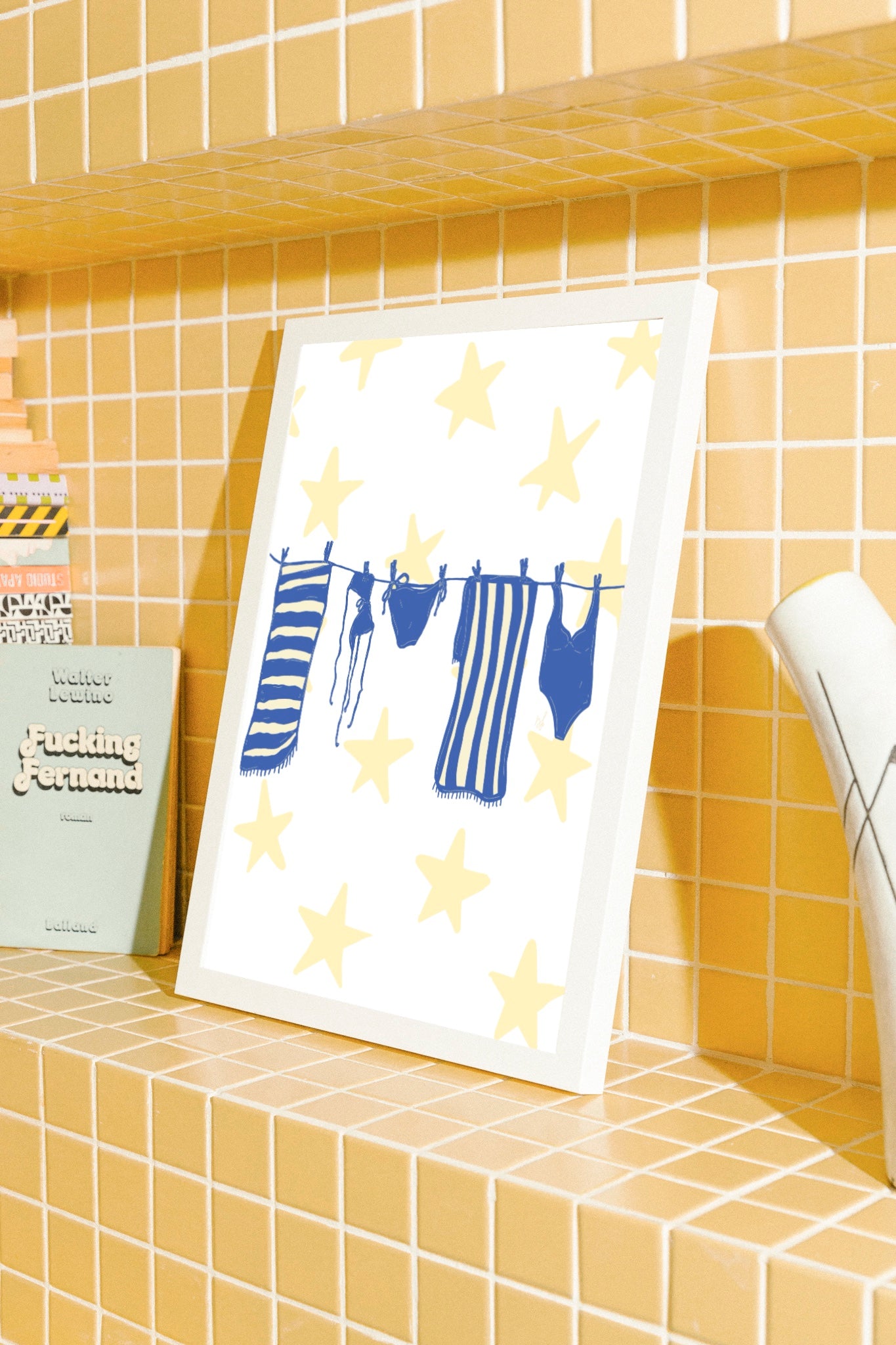 Laundry Line Poster - Yellow
