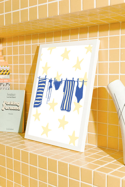 Laundry Line Poster - Yellow