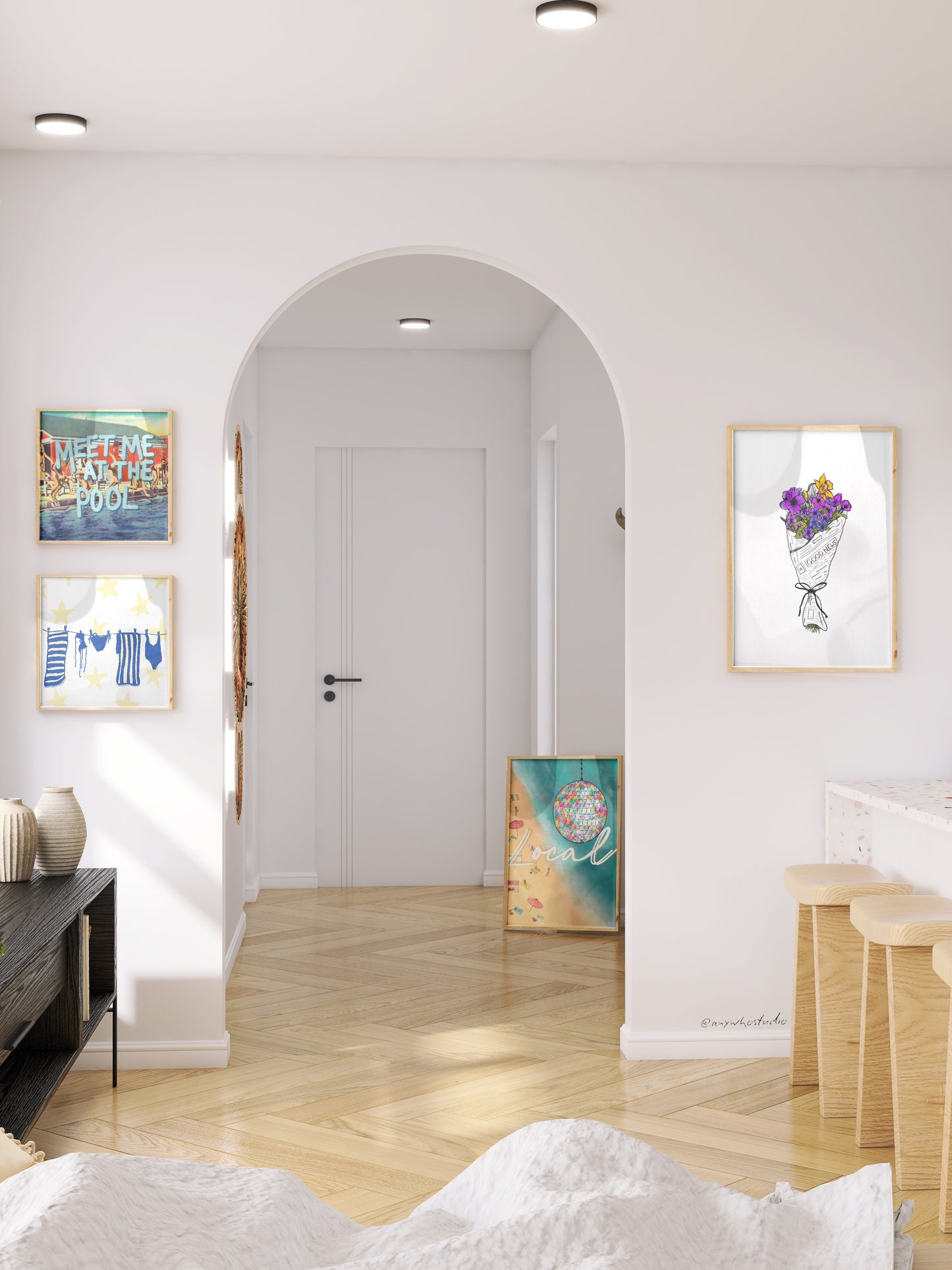 Laundry Line Poster - Yellow