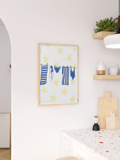 Laundry Line Poster - Yellow