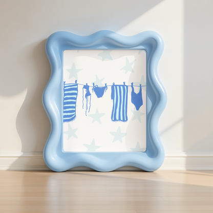Laundry Line Poster - Blue