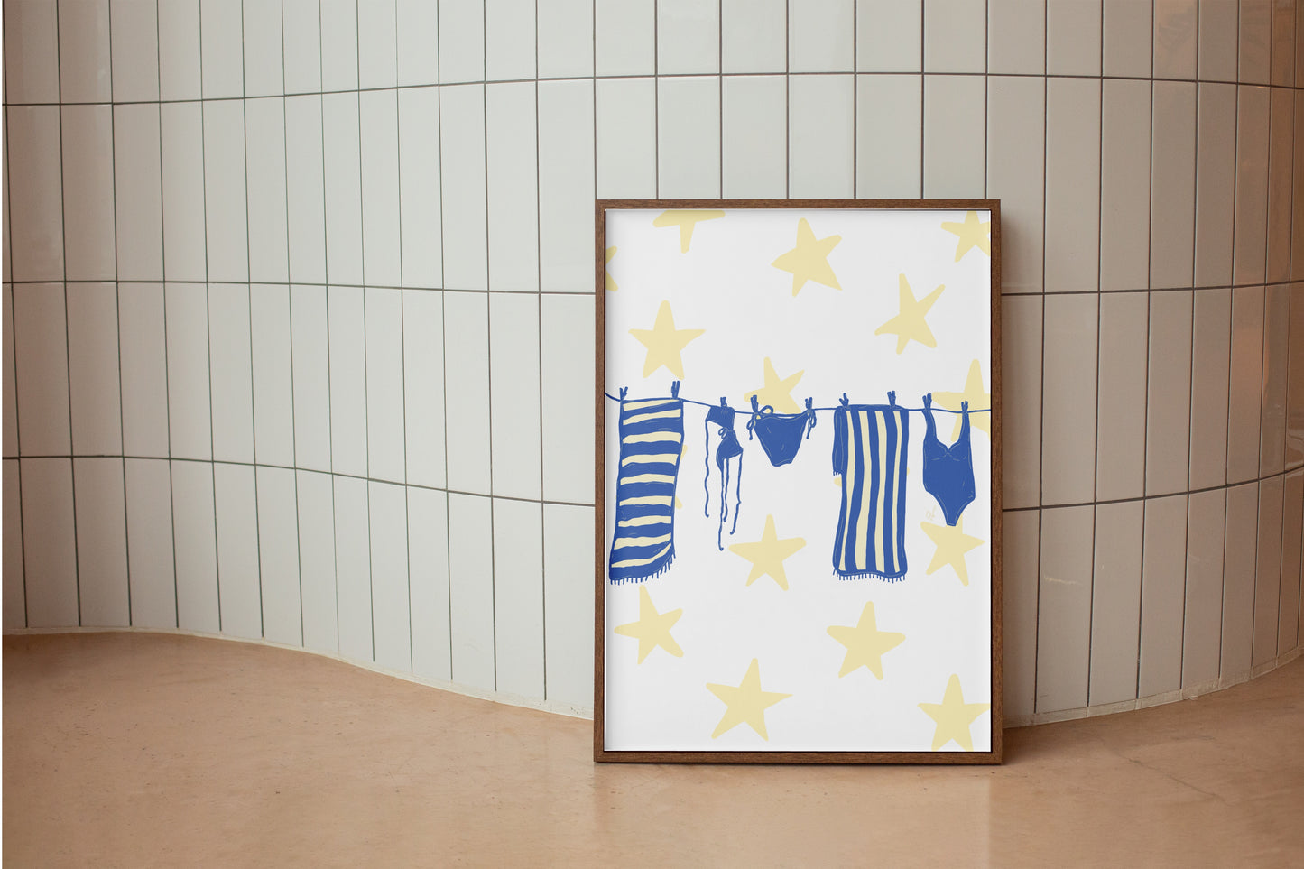 Laundry Line Poster - Yellow